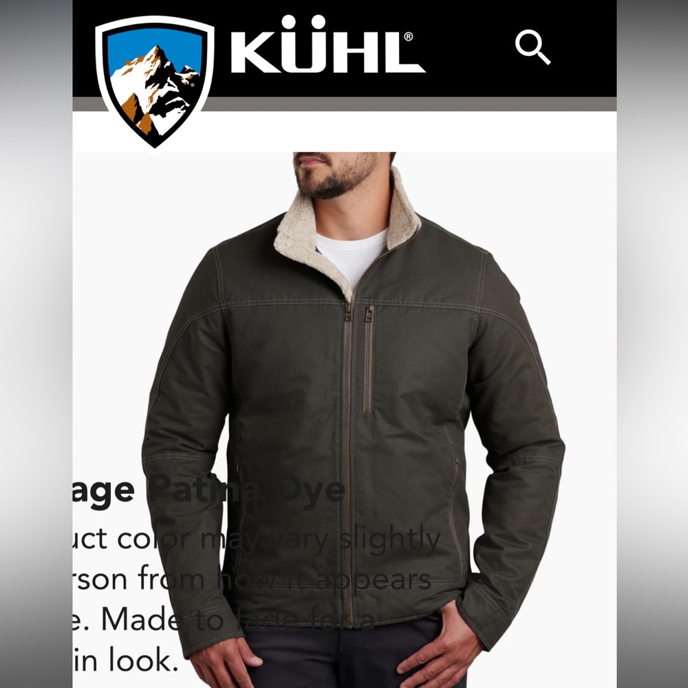 Kuhl Lined Men’s Winter Jacket - Washed for Natural patina - almost BRAND NEW